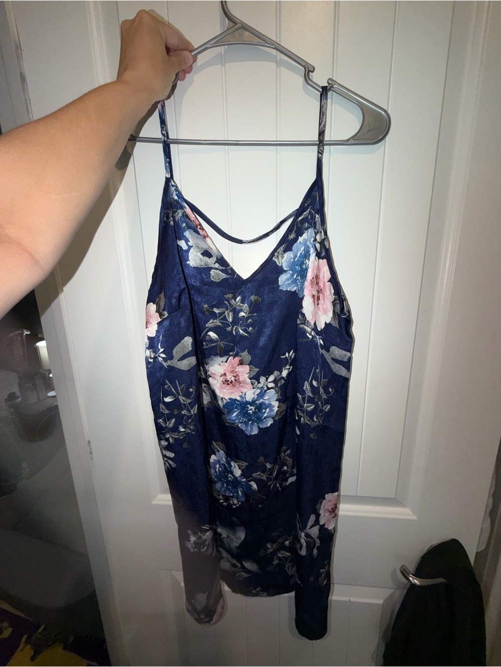 Impressions Navy Floral Slip with Pink & Blue Print
